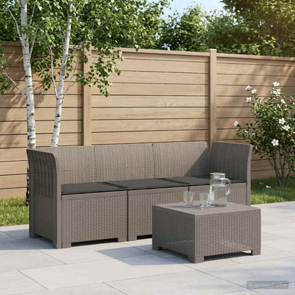 vidaXL 3-Seater Garden Sofa with Cushions Rattan Look PP Light Grey
