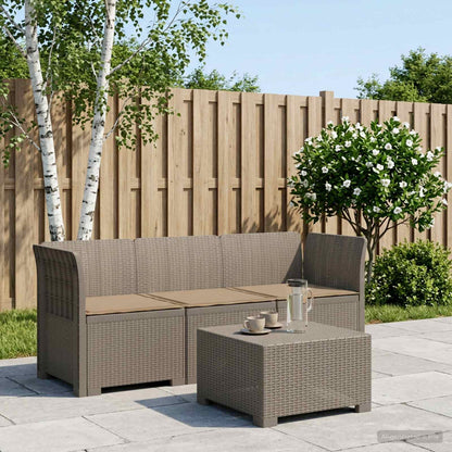 vidaXL 3-Seater Garden Sofa with Cushions Rattan Look PP Light Grey