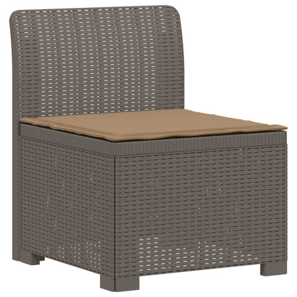 vidaXL 3-Seater Garden Sofa with Cushions Rattan Look PP Light Grey