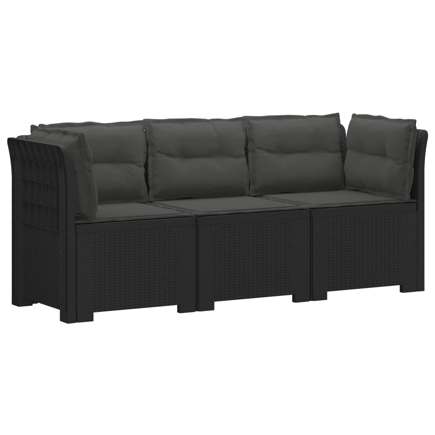 vidaXL 3-Seater Garden Sofa with Cushions Rattan Look PP Anthracite