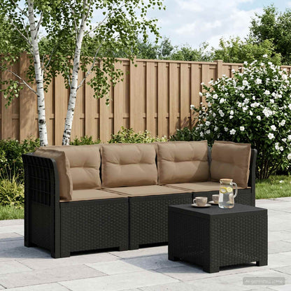 vidaXL 3-Seater Garden Sofa with Cushions Rattan Look PP Anthracite