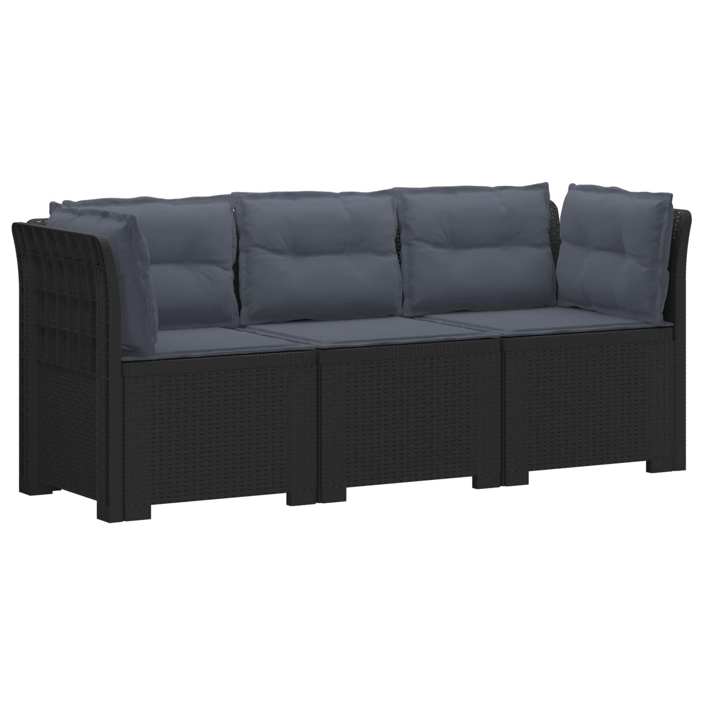 vidaXL 3-Seater Garden Sofa with Cushions Rattan Look PP Anthracite
