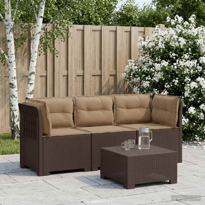 vidaXL 3-Seater Garden Sofa with Cushions Rattan Look PP Brown