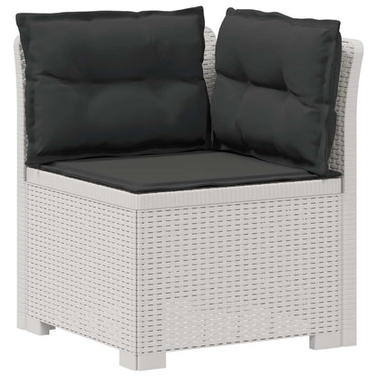 vidaXL 3-Seater Garden Sofa with Cushions Rattan Look PP White