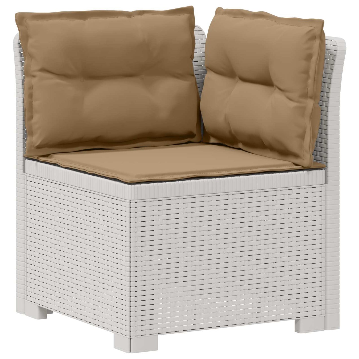 vidaXL 3-Seater Garden Sofa with Cushions Rattan Look PP White