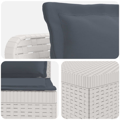 vidaXL 3-Seater Garden Sofa with Cushions Rattan Look PP White