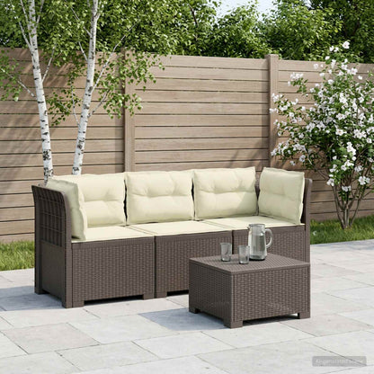 vidaXL 3-Seater Garden Sofa with Cushions Rattan Look PP Light Grey