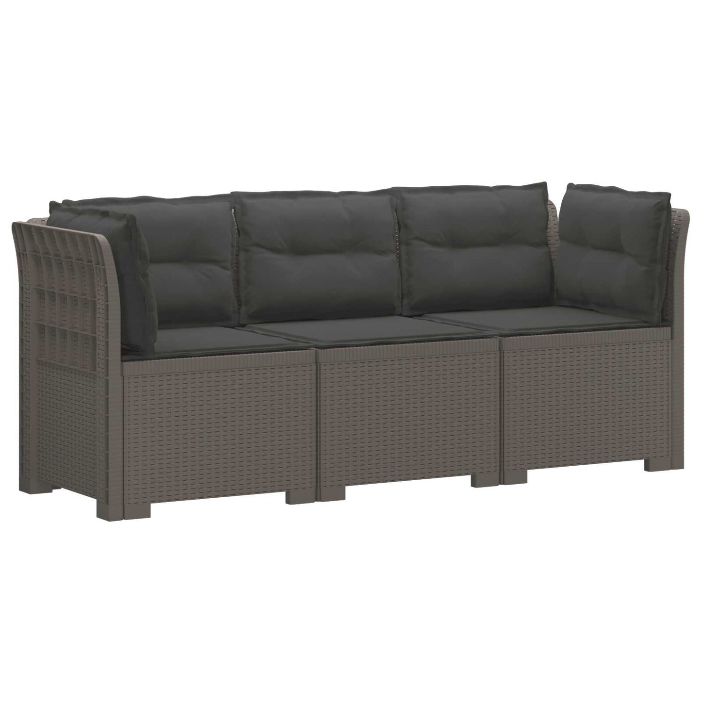 vidaXL 3-Seater Garden Sofa with Cushions Rattan Look PP Light Grey