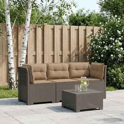 vidaXL 3-Seater Garden Sofa with Cushions Rattan Look PP Light Grey