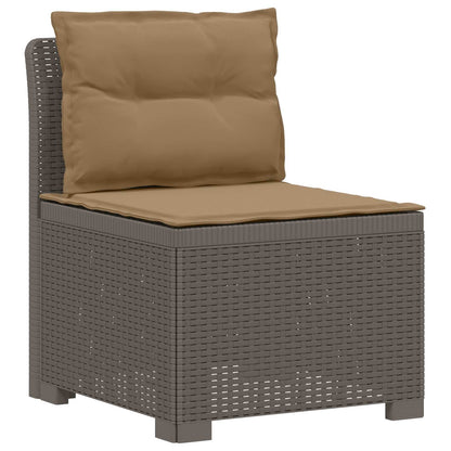 vidaXL 3-Seater Garden Sofa with Cushions Rattan Look PP Light Grey