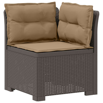 vidaXL 3-Seater Garden Sofa with Cushions Rattan Look PP Light Grey