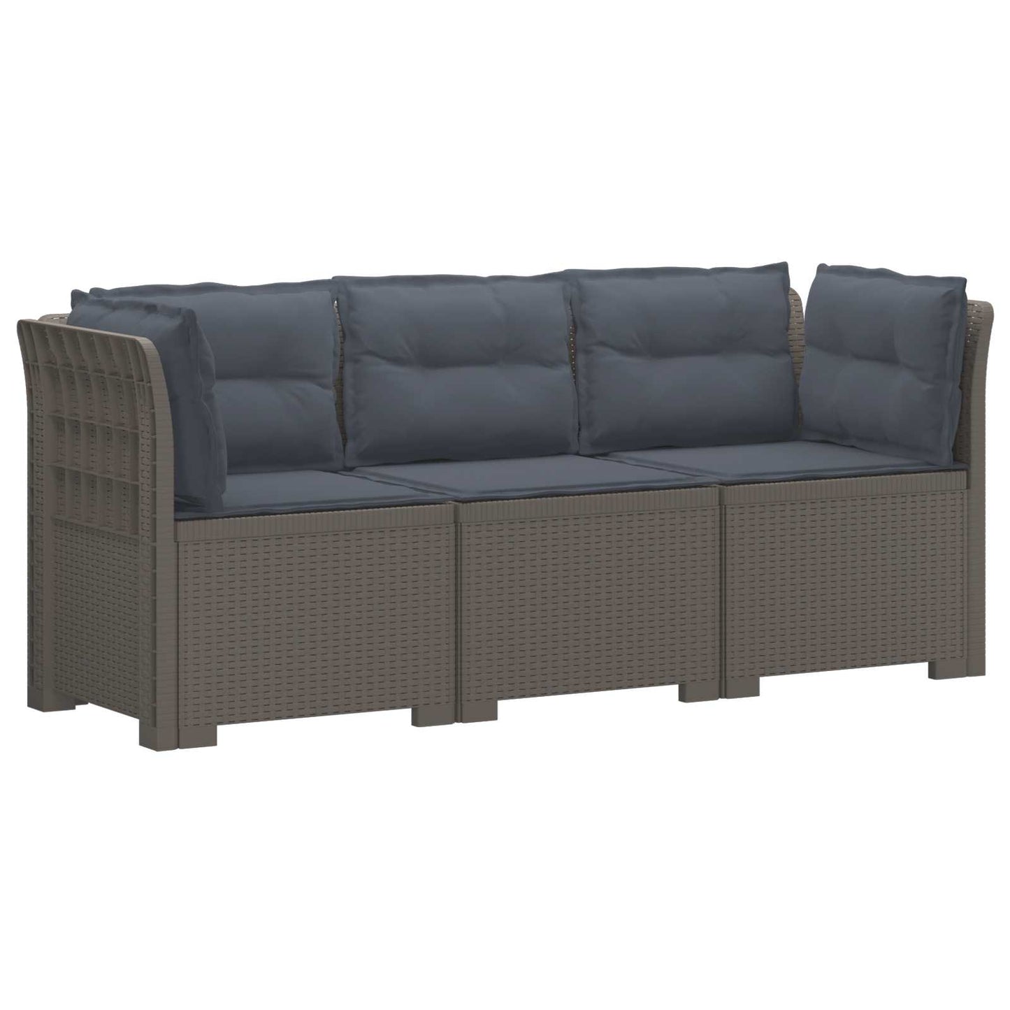 vidaXL 3-Seater Garden Sofa with Cushions Rattan Look PP Light Grey