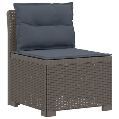 vidaXL 3-Seater Garden Sofa with Cushions Rattan Look PP Light Grey