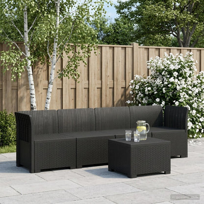 vidaXL 4-Seater Garden Sofa Rattan Look PP Anthracite