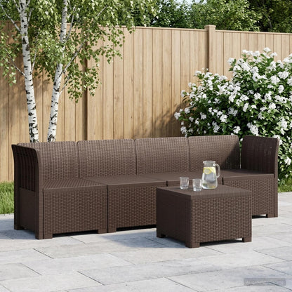 vidaXL 4-Seater Garden Sofa Rattan Look PP Brown