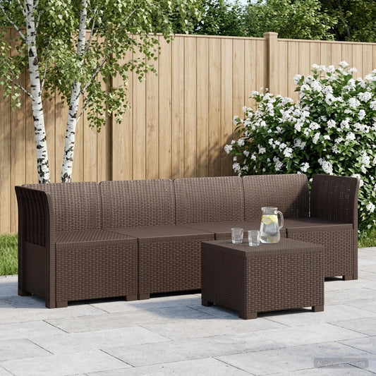 vidaXL 4-Seater Garden Sofa Rattan Look PP Brown