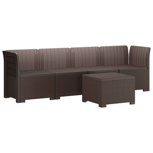 vidaXL 4-Seater Garden Sofa Rattan Look PP Brown