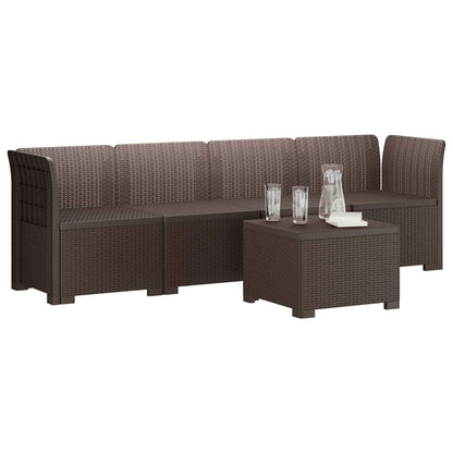 vidaXL 4-Seater Garden Sofa Rattan Look PP Brown
