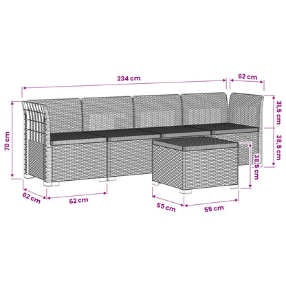 vidaXL 4-Seater Garden Sofa Rattan Look PP Brown