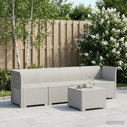 vidaXL 4-Seater Garden Sofa Rattan Look PP White