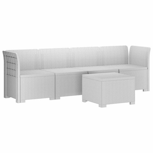 vidaXL 4-Seater Garden Sofa Rattan Look PP White