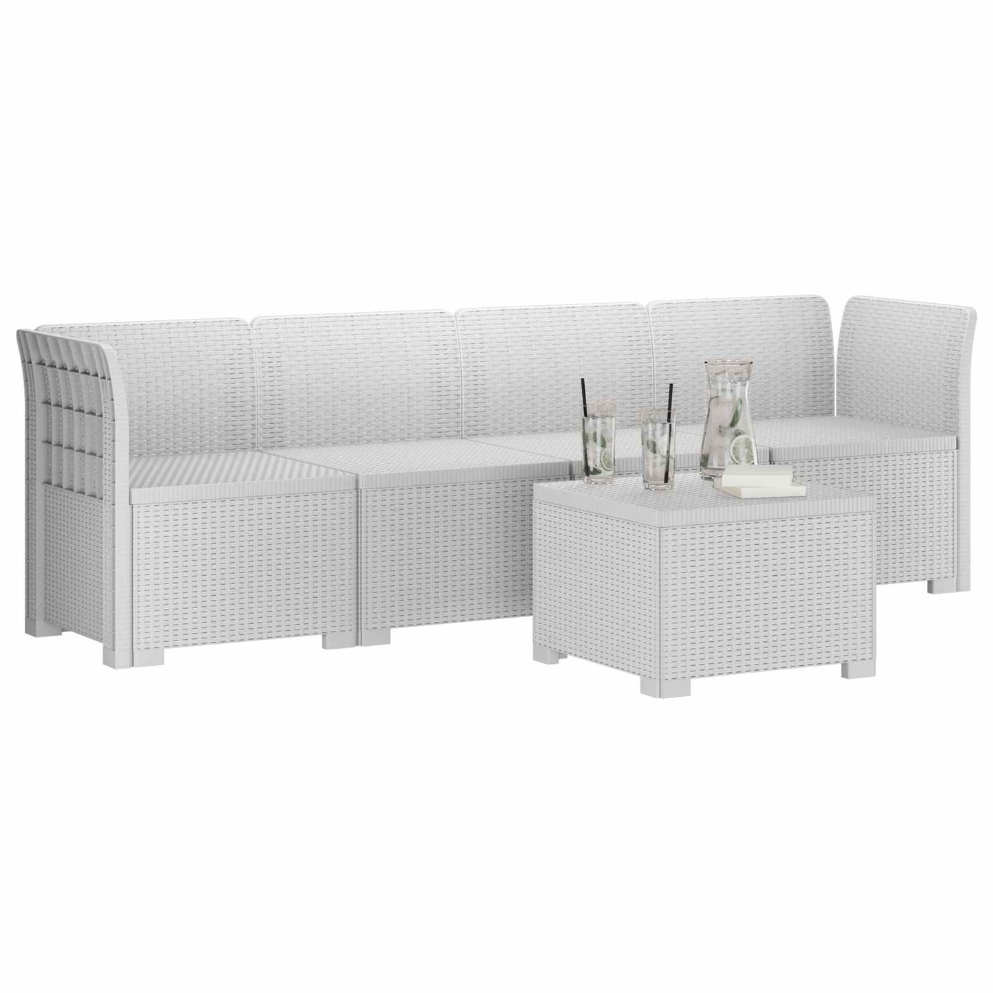 vidaXL 4-Seater Garden Sofa Rattan Look PP White