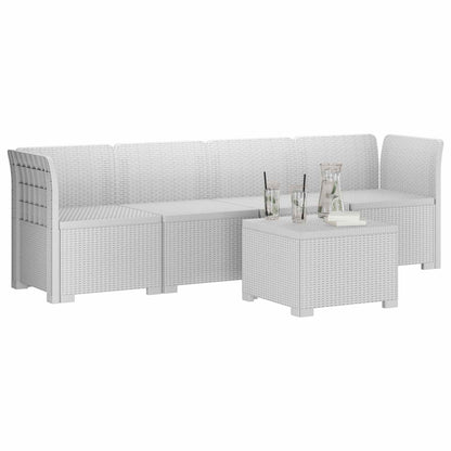 vidaXL 4-Seater Garden Sofa Rattan Look PP White