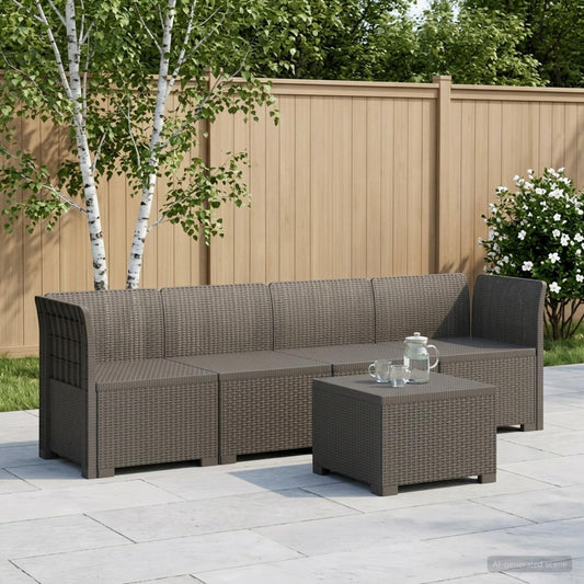 vidaXL 4-Seater Garden Sofa Rattan Look PP Light Grey