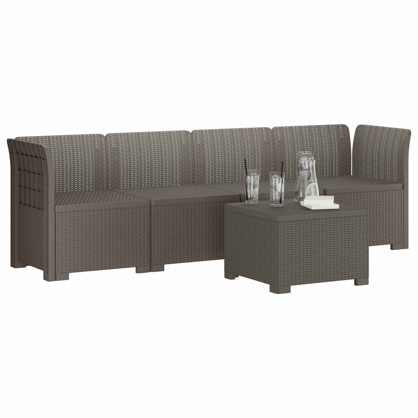 vidaXL 4-Seater Garden Sofa Rattan Look PP Light Grey