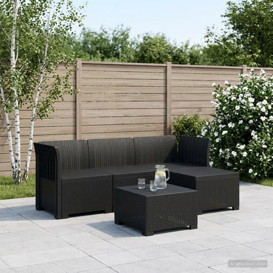 vidaXL 4-Seater Garden Sofa Rattan Look PP Anthracite