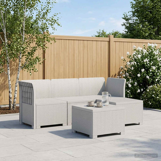 vidaXL 4-Seater Garden Sofa Rattan Look PP White