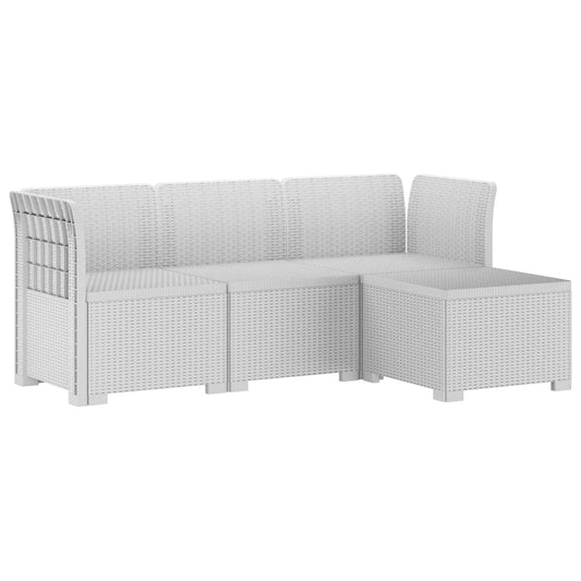 vidaXL 4-Seater Garden Sofa Rattan Look PP White