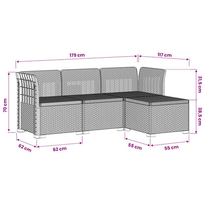 vidaXL 4-Seater Garden Sofa Rattan Look PP Light Grey