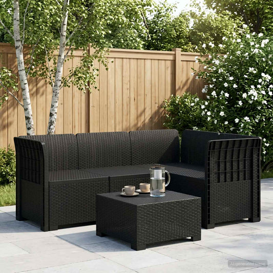 vidaXL 4-Seater Garden Sofa Rattan Look PP Anthracite