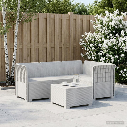 vidaXL 4-Seater Garden Sofa Rattan Look PP White