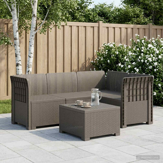 vidaXL 4-Seater Garden Sofa Rattan Look PP Light Grey