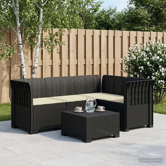 vidaXL 4-Seater Garden Sofa with Cushions Rattan Look PP Anthracite