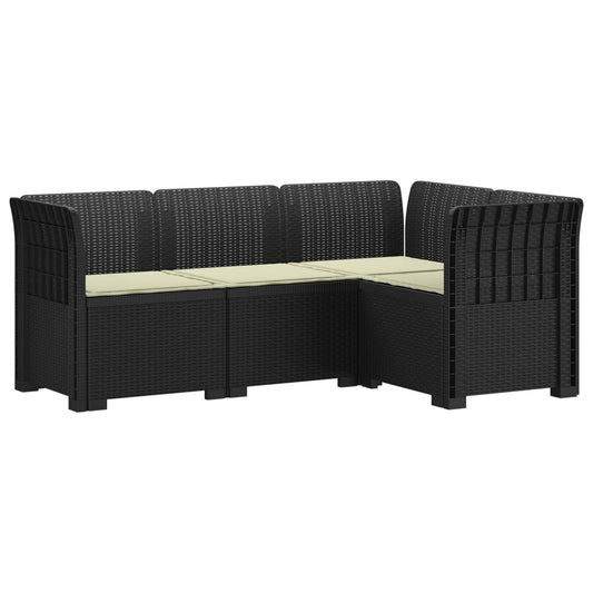 vidaXL 4-Seater Garden Sofa with Cushions Rattan Look PP Anthracite