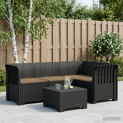 vidaXL 4-Seater Garden Sofa with Cushions Rattan Look PP Anthracite