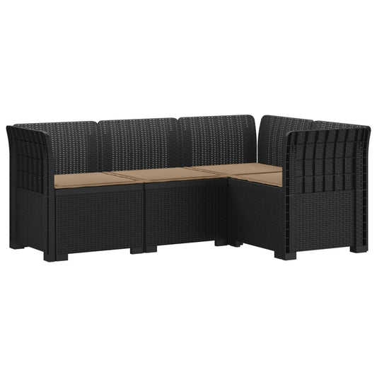 vidaXL 4-Seater Garden Sofa with Cushions Rattan Look PP Anthracite