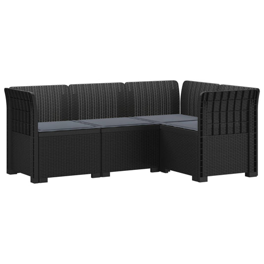 vidaXL 4-Seater Garden Sofa with Cushions Rattan Look PP Anthracite