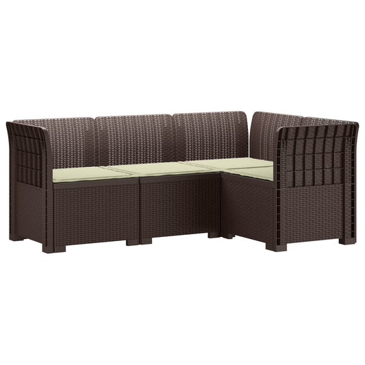 vidaXL 4-Seater Garden Sofa with Cushions Rattan Look PP Brown