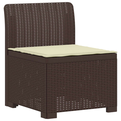 vidaXL 4-Seater Garden Sofa with Cushions Rattan Look PP Brown