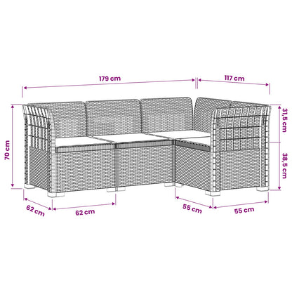 vidaXL 4-Seater Garden Sofa with Cushions Rattan Look PP Brown