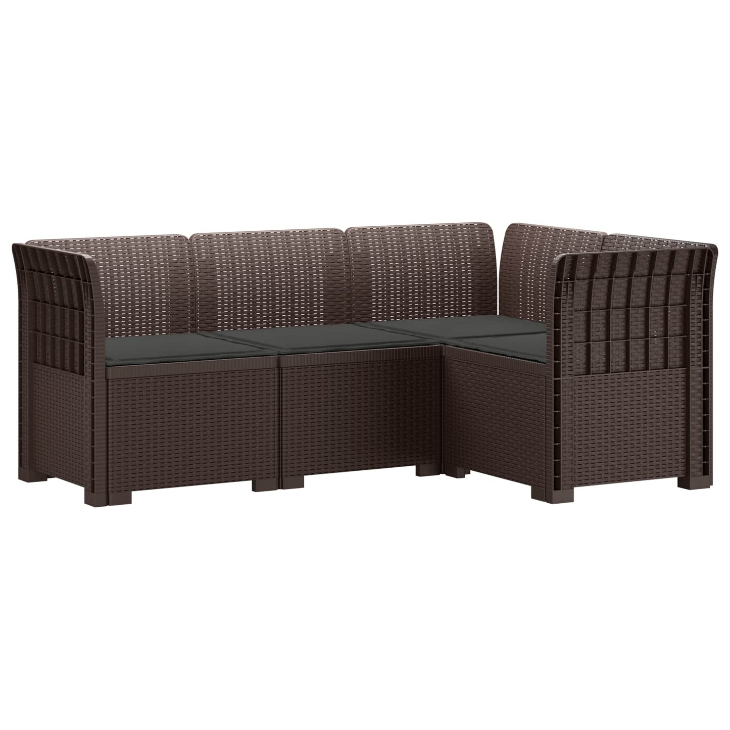 vidaXL 4-Seater Garden Sofa with Cushions Rattan Look PP Brown