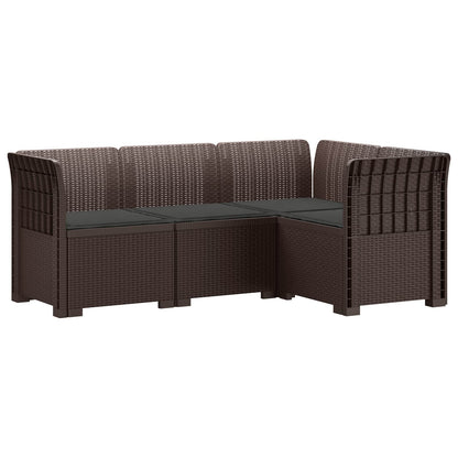 vidaXL 4-Seater Garden Sofa with Cushions Rattan Look PP Brown