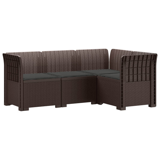 vidaXL 4-Seater Garden Sofa with Cushions Rattan Look PP Brown