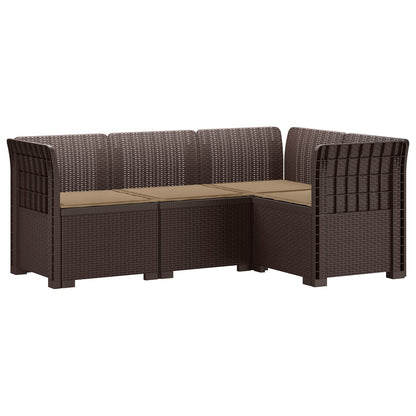 vidaXL 4-Seater Garden Sofa with Cushions Rattan Look PP Brown