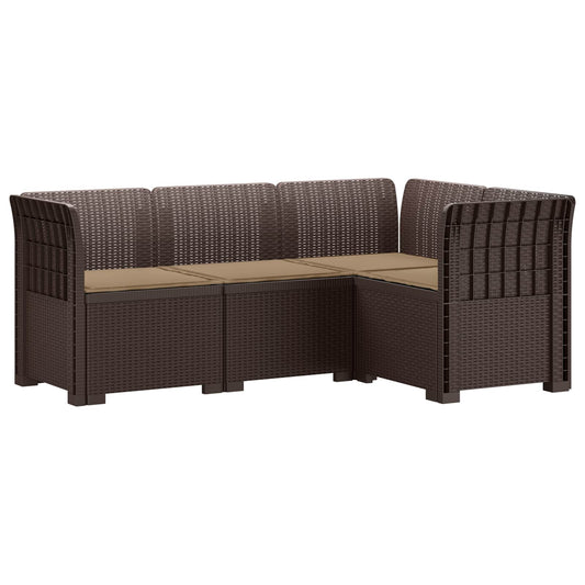 vidaXL 4-Seater Garden Sofa with Cushions Rattan Look PP Brown