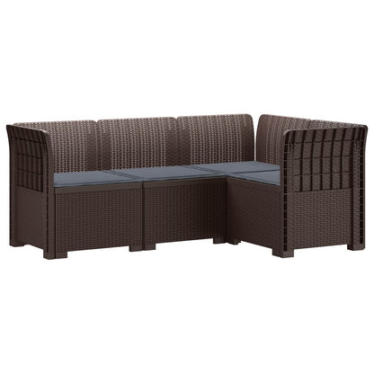vidaXL 4-Seater Garden Sofa with Cushions Rattan Look PP Brown